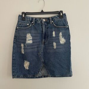 H & M Distressed Denim Skirt